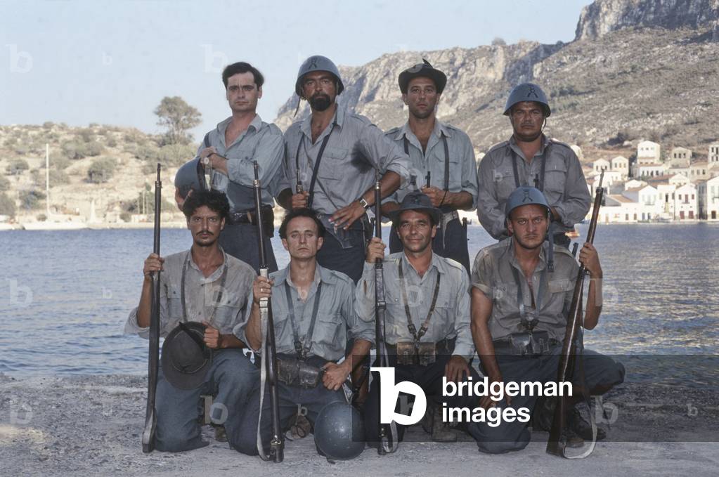 The cast of the film Mediterraneo, Kastellorizo, Greece, 1990