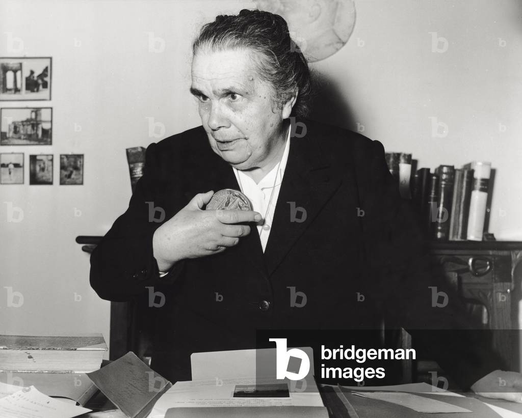 Tatiana Warsher, Russian archaeologist, 1950 (b/w photo)
