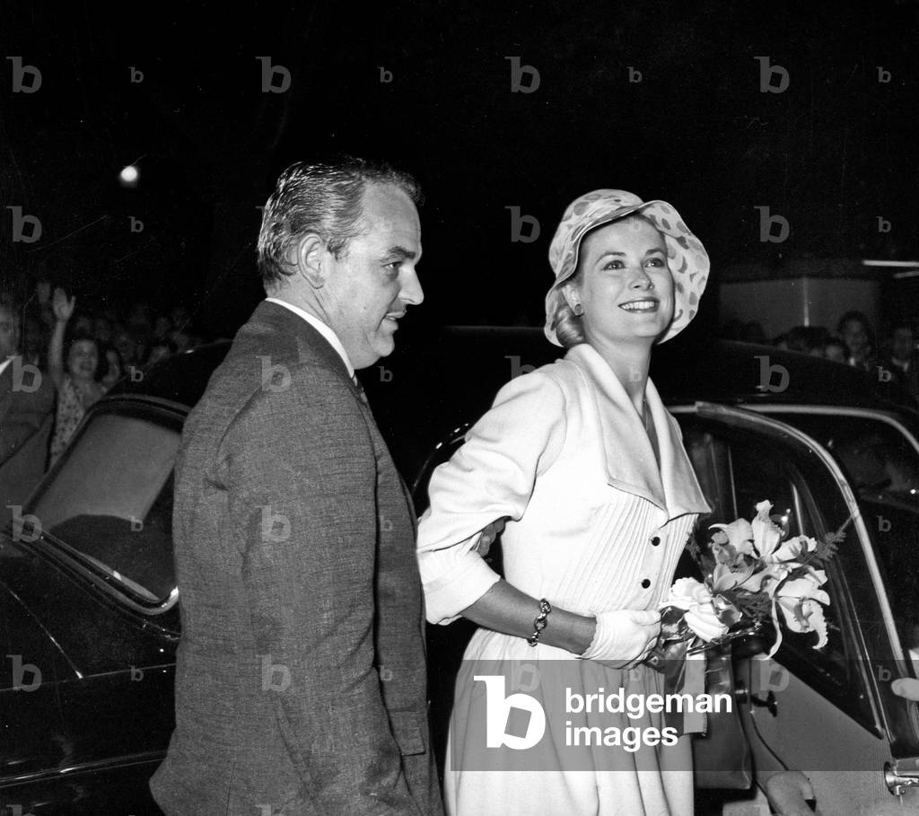 Rainier III of Monaco and Grace Kelly visiting Rome, Rome, Italy, 1959 (b/w photo)