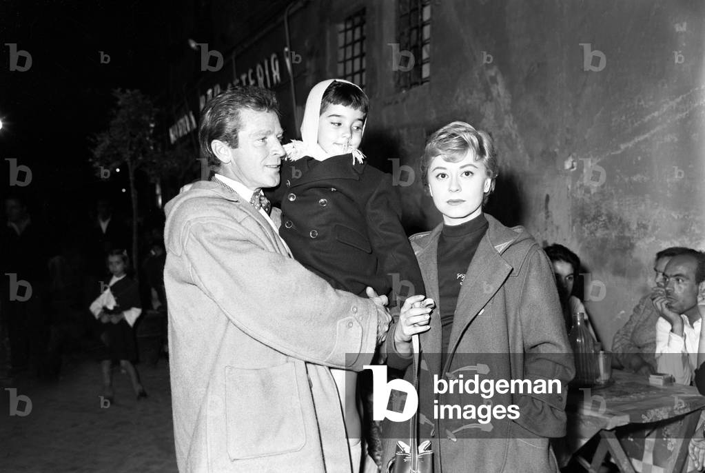Giulietta Masina and Richard Basehart on the set of The Swindle, Italy, 1955 (b/w photo)