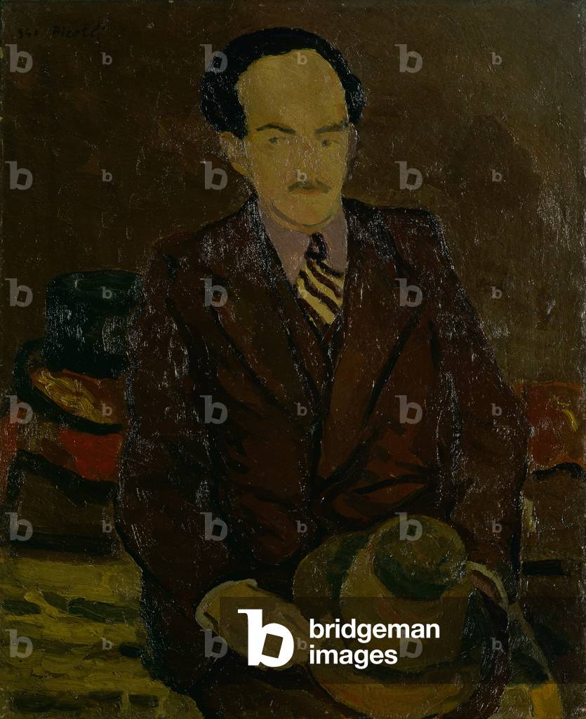 Portrait of Salvatore Quasimodo (Ritratto di Salvatore Quasimodo), by Renato Birolli, 1941, 20th Century, oil on canvas