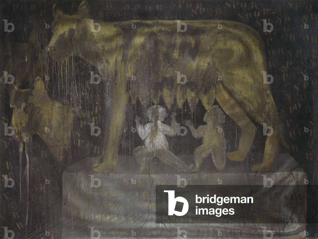 Birth of Rome, 1964 (enamel and calico on canvas)