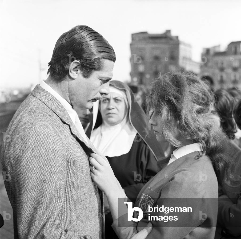 Marcello Mastroianni and Stefania Sandrelli in Divorce Italian Style, Italy, 1961 (b/w photo)