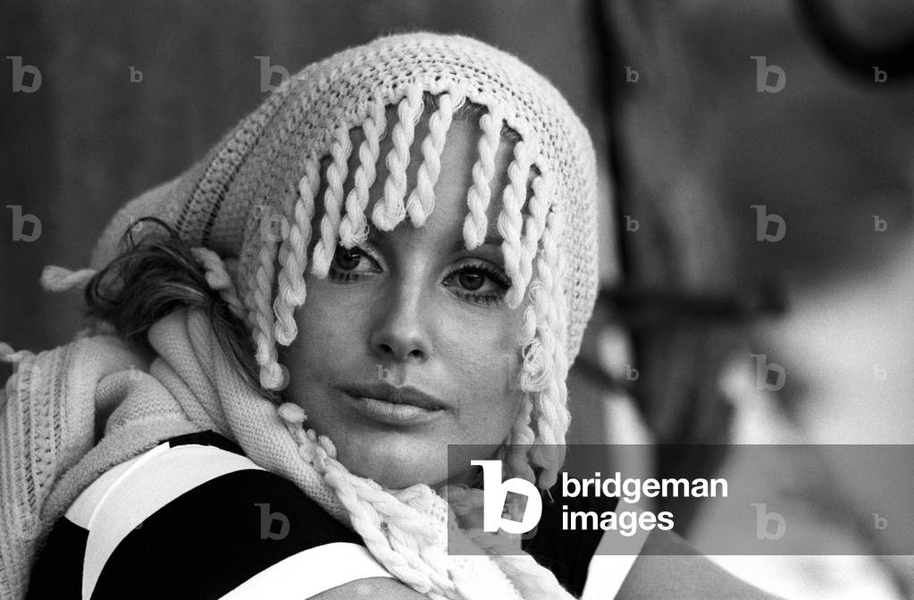 Gabriella Farinon with a shawl on her head
