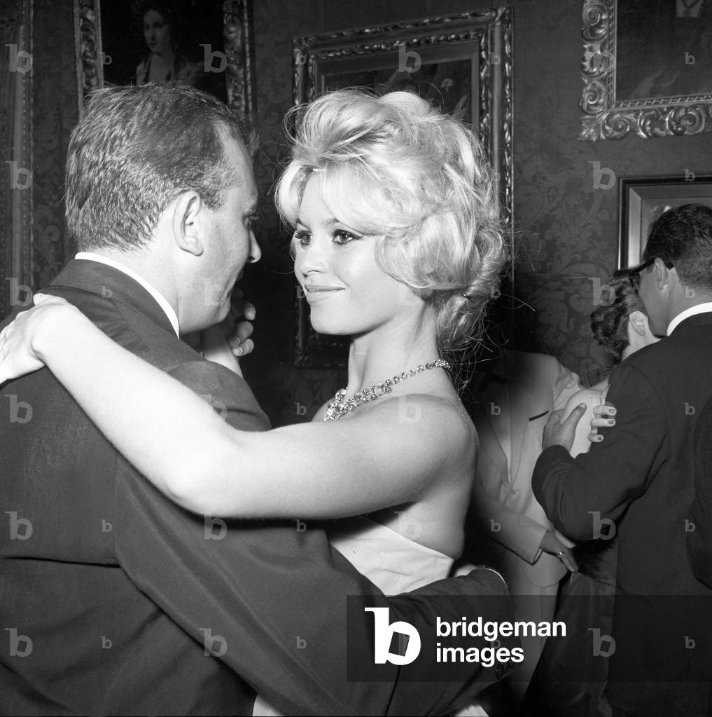 Brigitte Bardot in Venice, Italy, 1958 (b/w photo)