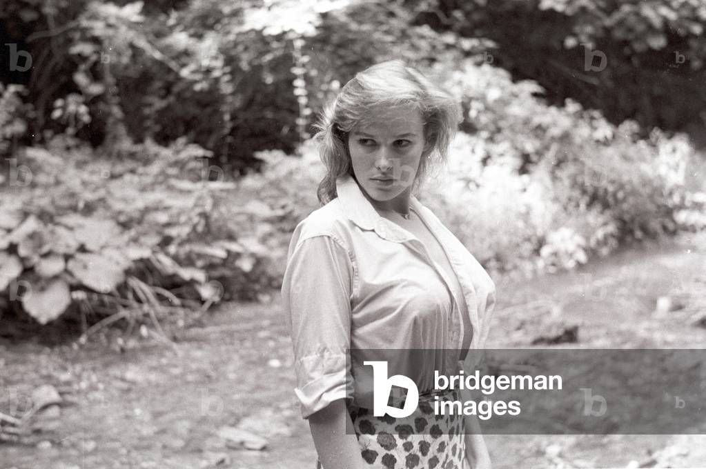 Ursula Andress in Tivoli, Italy, 1958 (b/w photo)