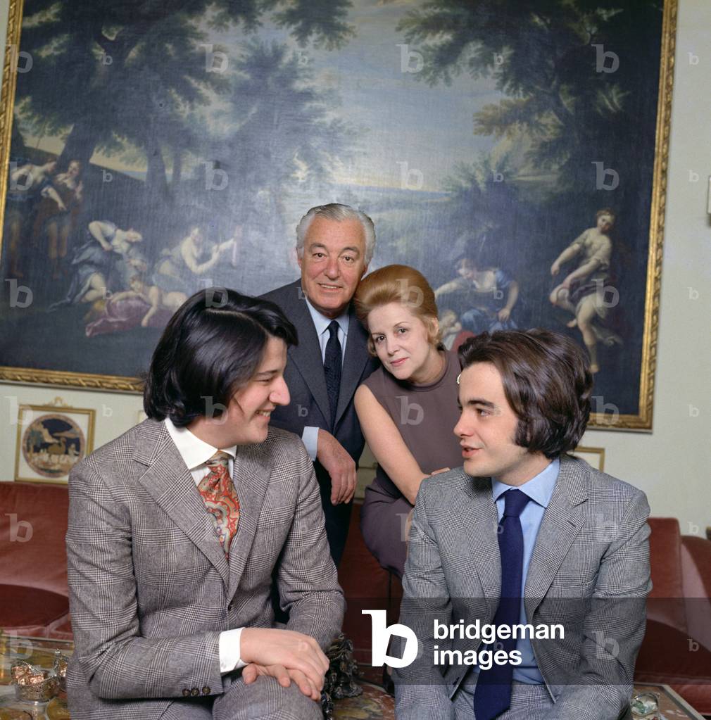 Vittorio De Sica and Maria Mercader with their children Christian and Manuel, Italy, 1970 (photo)