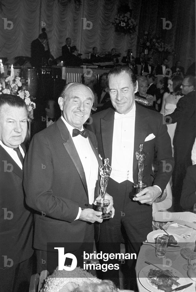 Rex Harrison at the Academy Awards ceremony, United States, 1966 (b/w photo)