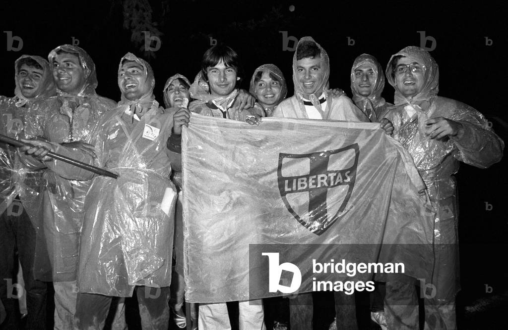 Young people with raincoat