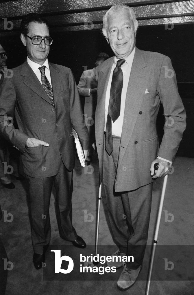 Gianni Agnelli with Cesare Romiti., 1990 (b/w photo)