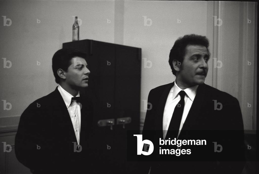 Domenico Modugno and Frankie Avalon at Sanremo Festival, 1964 (b/w photo)