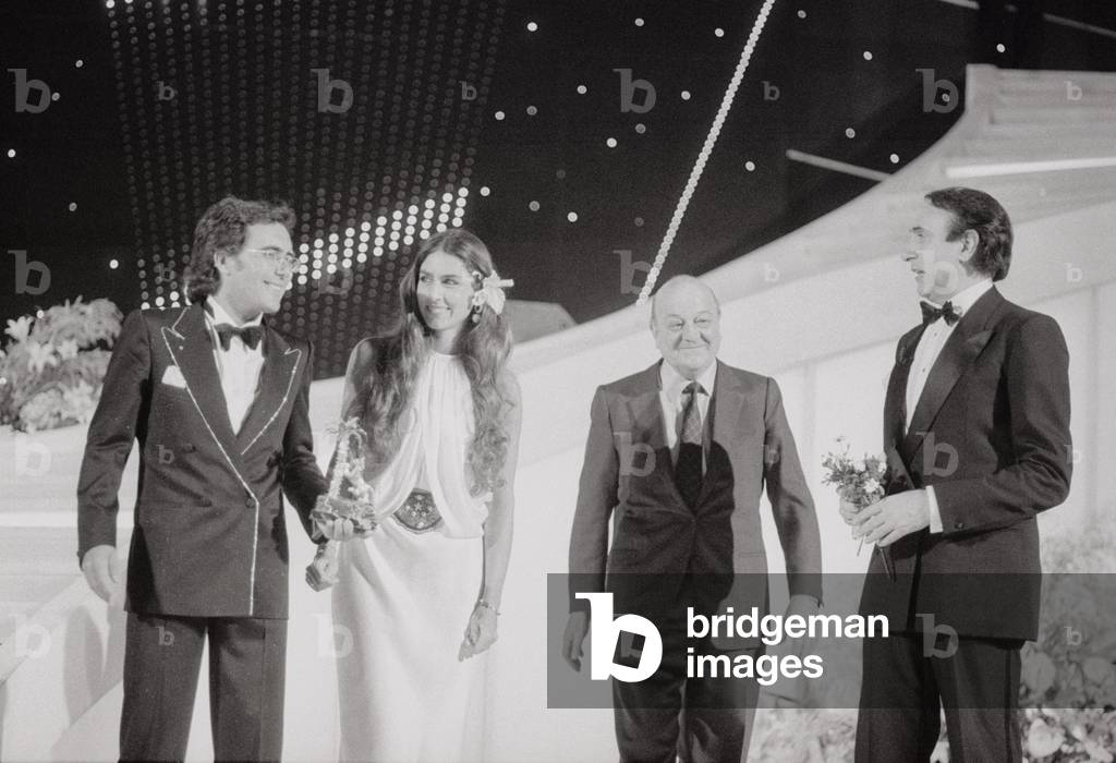 Al Bano, Romina Power, Pippo Baudo and Gianni Ravera at the 34th Sanremo Music Festival