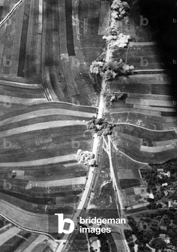Aerial view of a bombardment