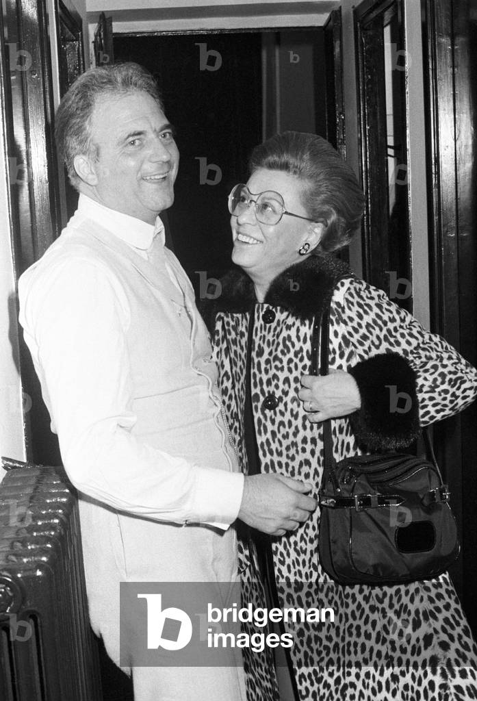 Giulietta Masina and Franco Interlenghi in a dressing room, Italy, 1989 (b/w photo)