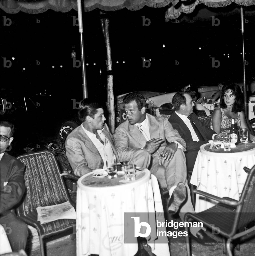 Alain Delon and Renato Salvatori, The 'Doney' Bar, Rome (b/w photo)