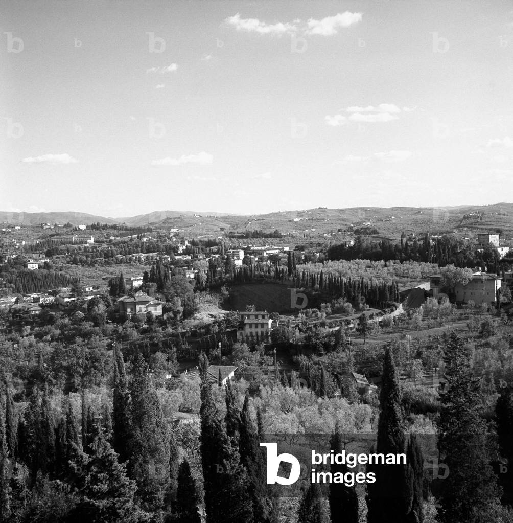 Aerial view of the Roman theatre in Fiesole, Fiesole, Italy