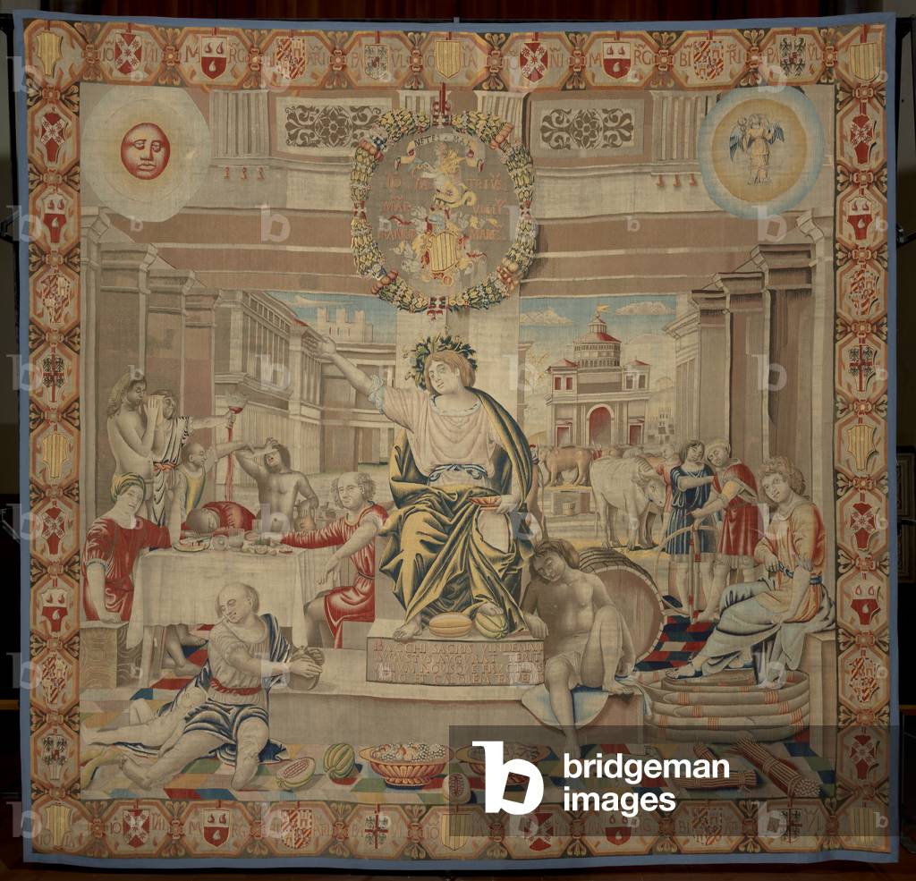 August (Agosto), by Benedetto da Milano upon drawing by Bramantino, c. 1503-1508, 16th century (tapestry)