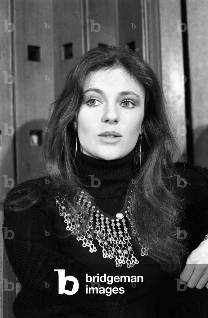 Jacqueline Bisset posing, United Kingdom, 1970 (b/w photo)