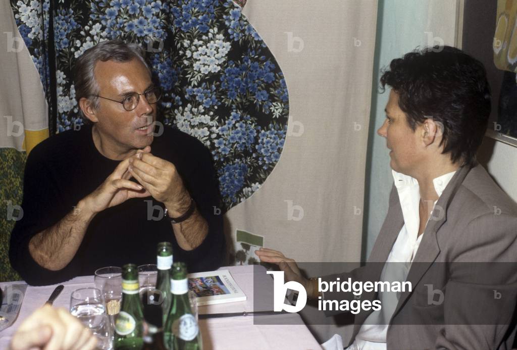 Giorgio Armani talking to his sister Rosanna, Italy