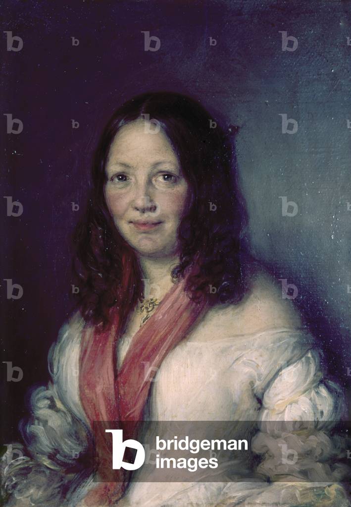 Portrait of Lady Tasca (Ritratto della signora nobile Tasca), by Giovanni Carnovali also known as Piccio, 1860 - 1864, 19th Century, oil on canvas, 24 x 18 cm