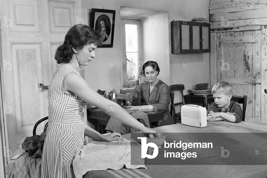 Alida Valli and Federica Ranchi in a scene from the film 'The Wide Blue Road', Italy, 1957 (b/w photo)