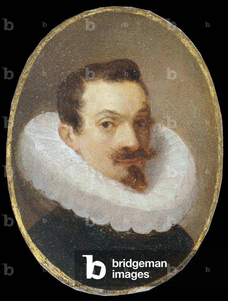 Half-Length Portrait of a Man, by Unknown Flemish-Dutch artist, 1600 - 1624, 17th Century, oil on silver, 7 x 5 cm