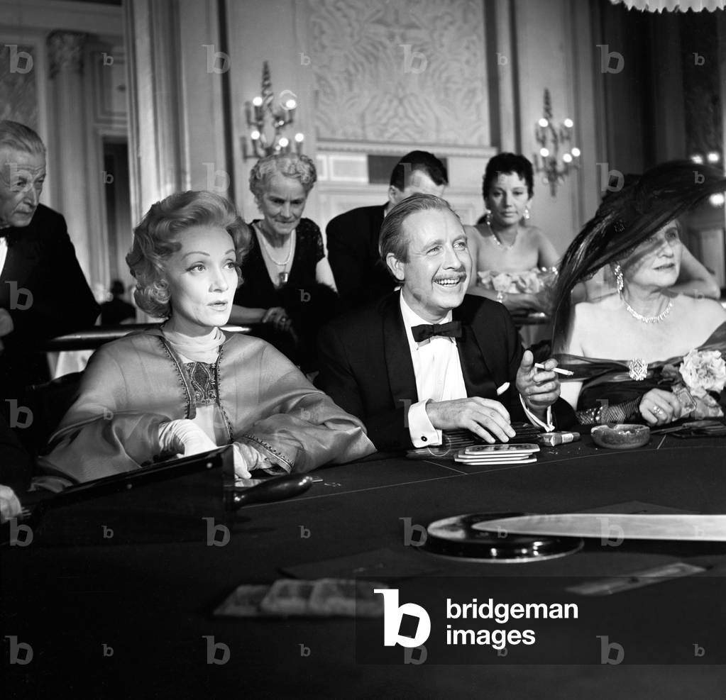 Arthur O'Connell and Marlene Dietrich in The Monte Carlo Story, Monaco, 1956 (b/w photo)