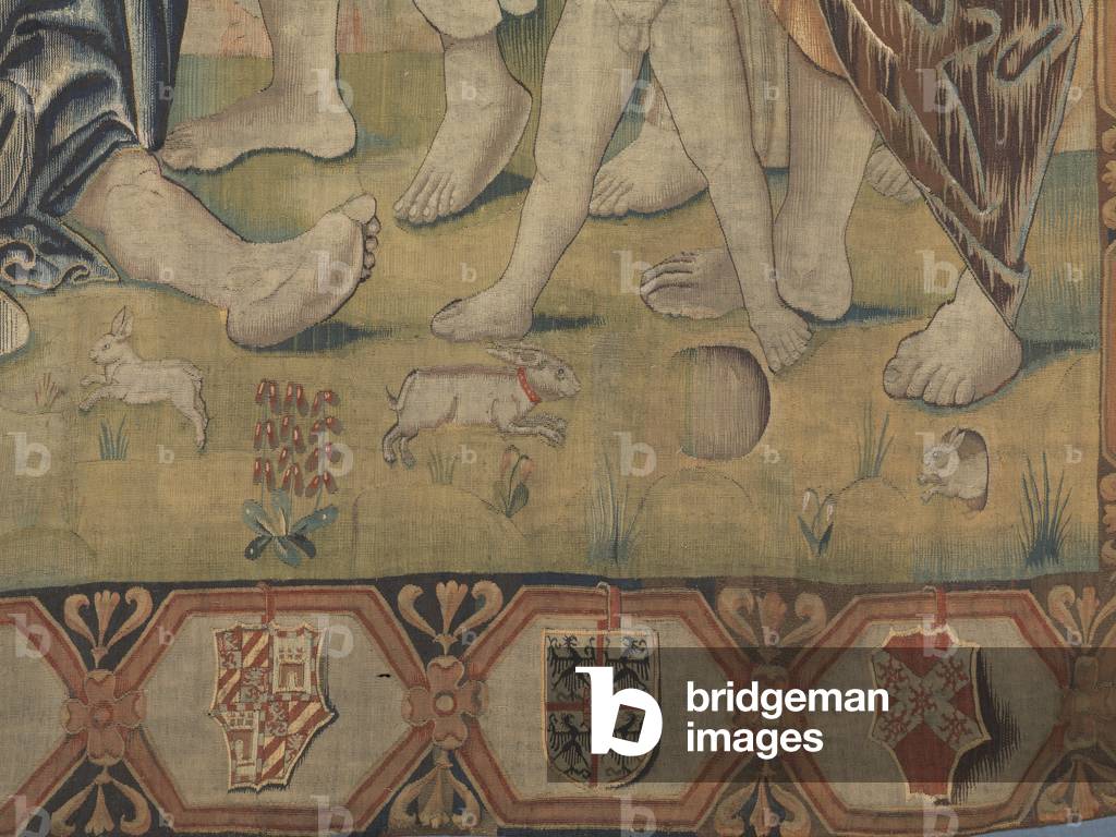April (Aprile), by Benedetto da Milano upon drawing by Bramantino, c. 1503-1508, 16th century (tapestry)