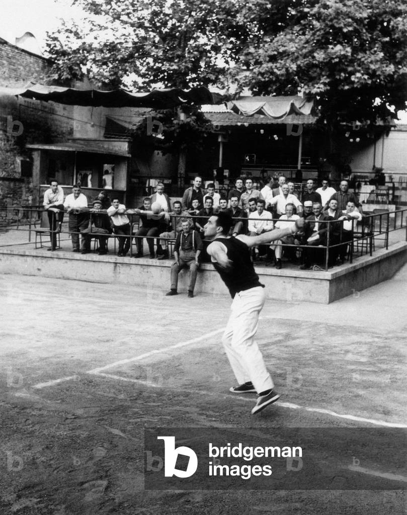 A match in the bowling green of Alba, Alba, Italy