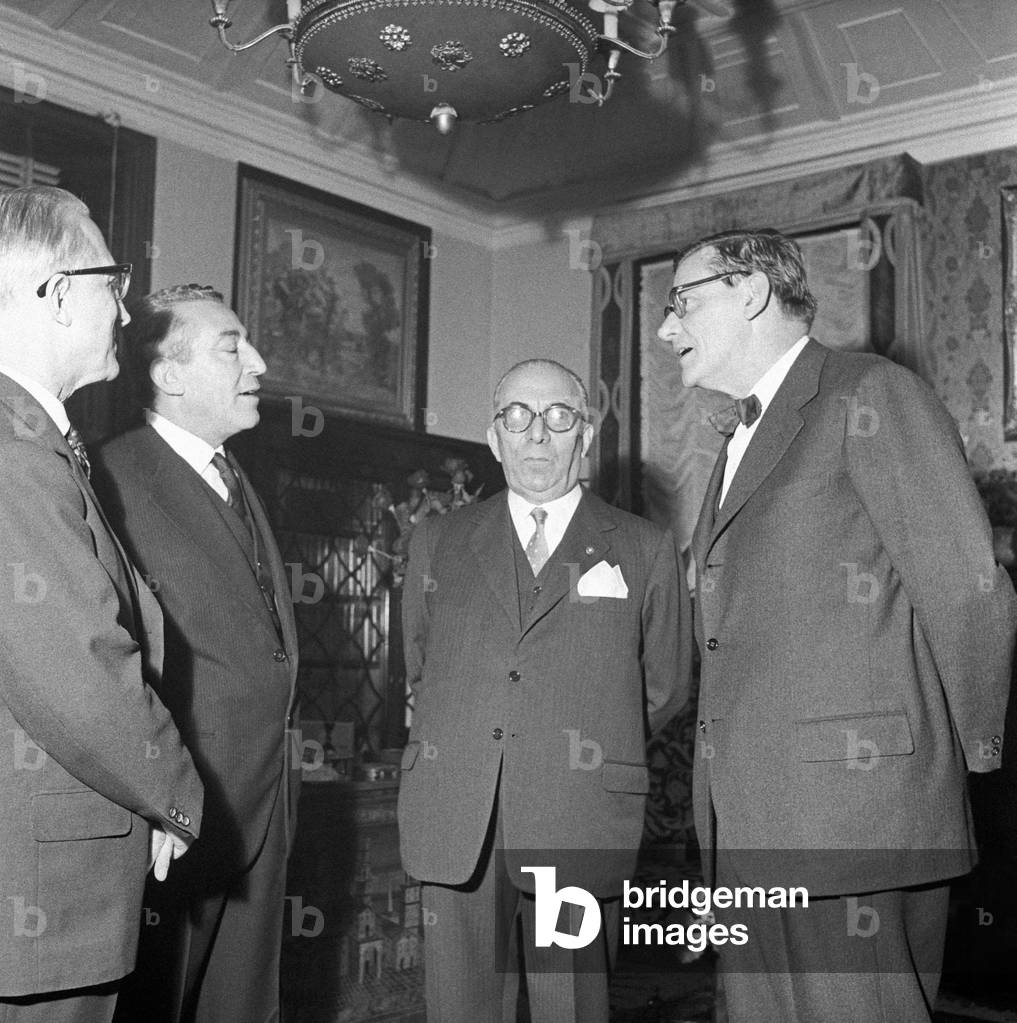 Arnoldo Mondadori at a party in honour of Alfred Andersch and Michel Butor