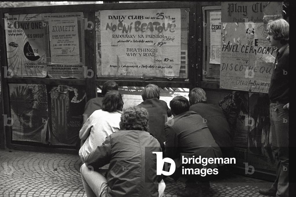 Young people from Prague, 1968 (b/w photo)