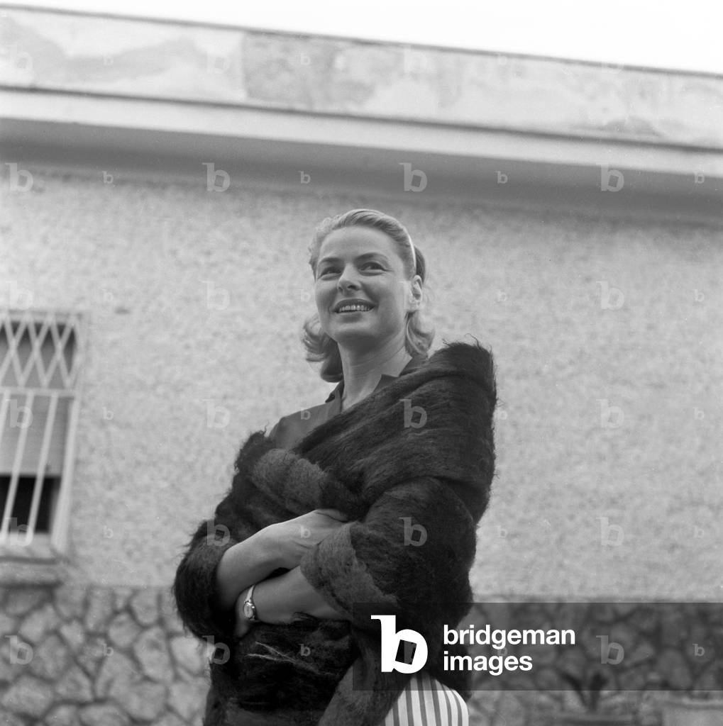 Ingrid Bergman posing, Italy, 1956 (b/w photo)