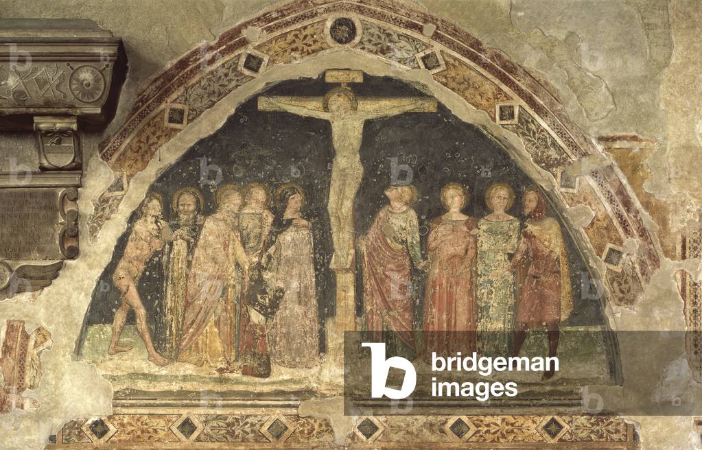 Crucified Christ and Saints, by Turone, 14th Century, fresco