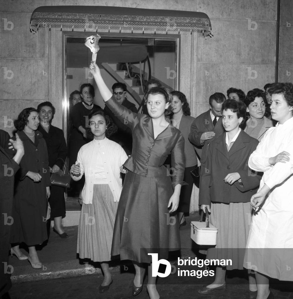 Festival of Roman tailor's shops, Italy, 1957 (b/w photo)