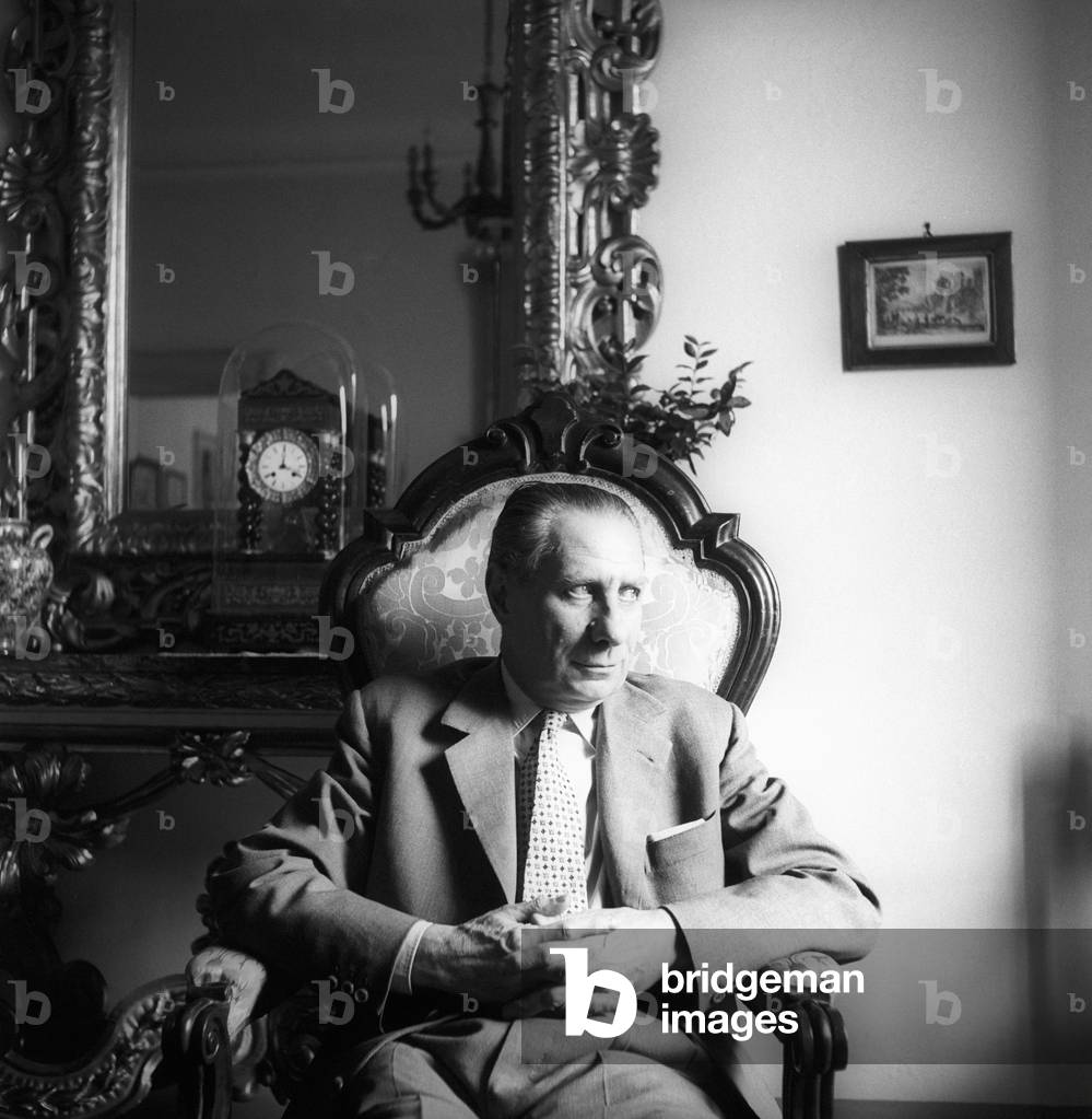 Giuseppe Ravegnani sitting on an armchair, Italy