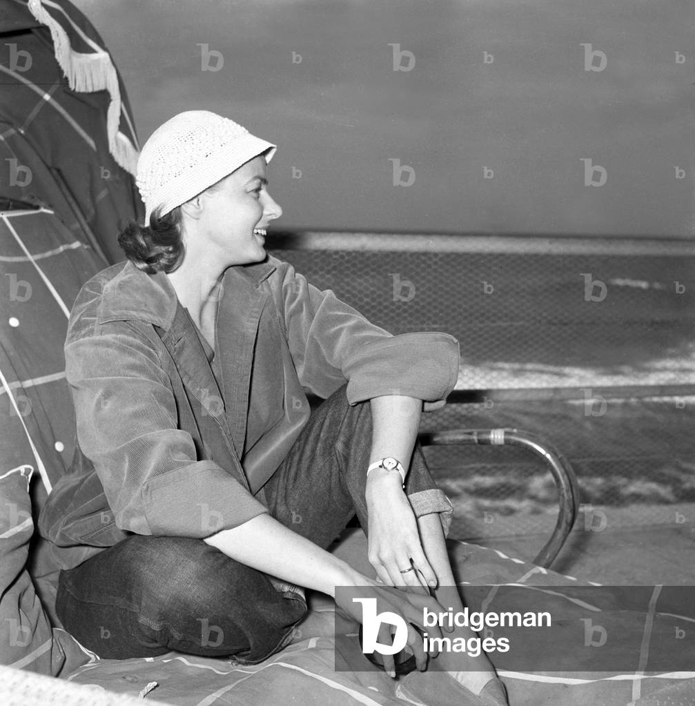 Ingrid Bergman posing, Italy, 1956 (b/w photo)