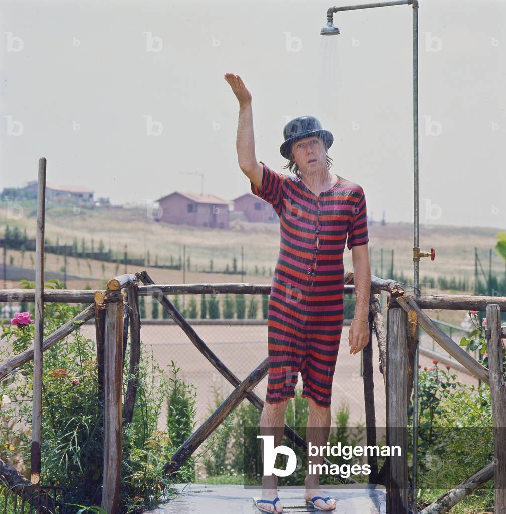 Claudio Lippi having a shower, Italy