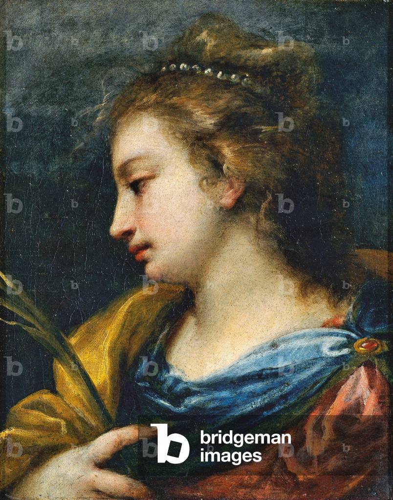 Catherine of Alexandria (Santa Caterina d'Alessandria), by Carlo Francesco Nuvolone, 1630 - 1640, 17th Century, oil on canvas, 33 x 26 cm