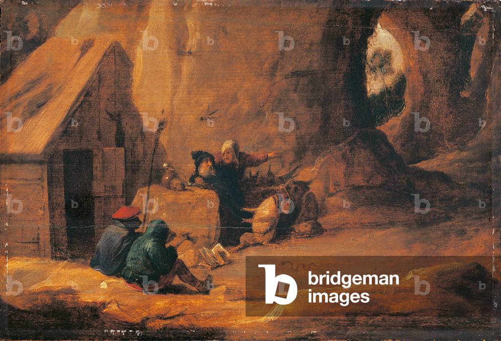Temptation of Saint Anthony, after Teniers David the Second, late 17th Century, oil on panel, 40 x 27 cm