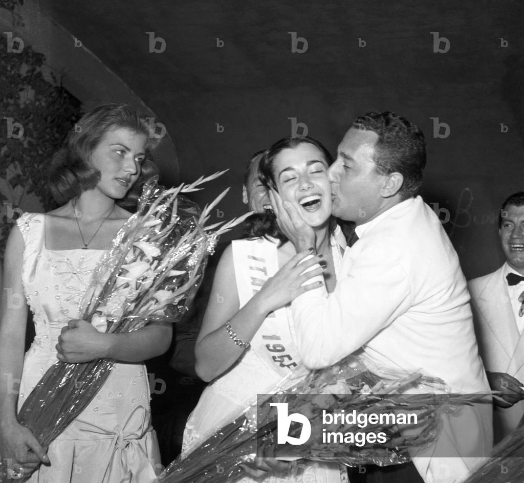 Brunella Tocci with Alberto Sordi, Italy, 1955 (b/w photo)