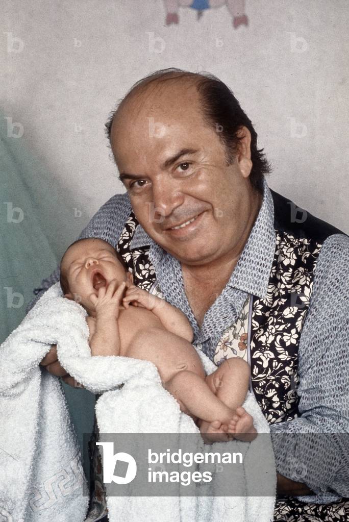 Lino Banfi with his newborn granddaughter Virginia, Italy