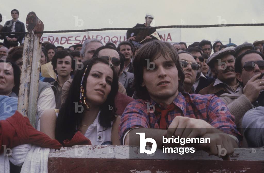 Miguel Bosé and Ana Obregon at a bullfight, Spain