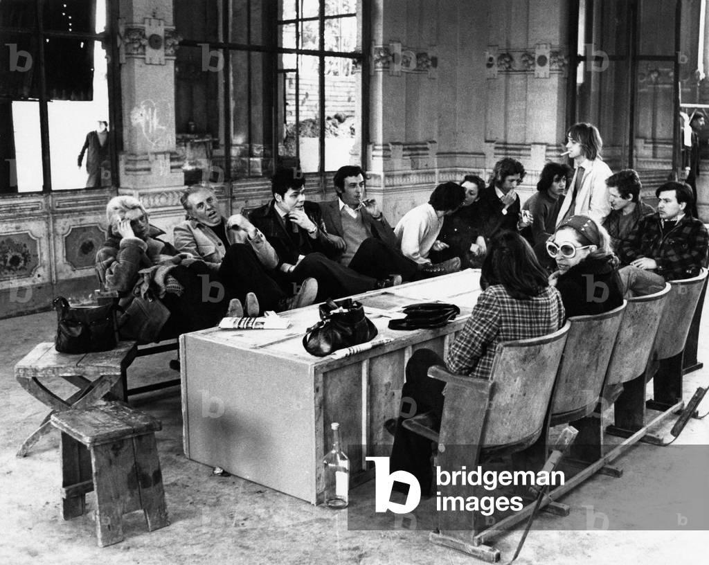 Dario Fo and Franca Rame during a press conference, 1970 (b/w photo)