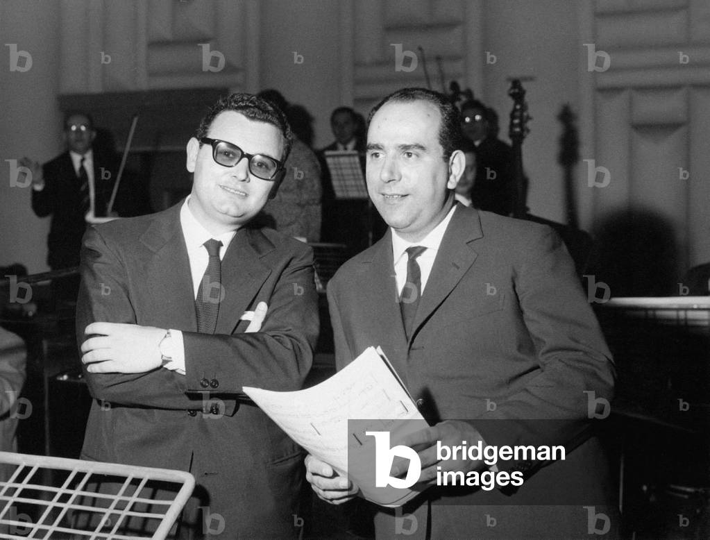 Pino Calvi with a member of the orchestra