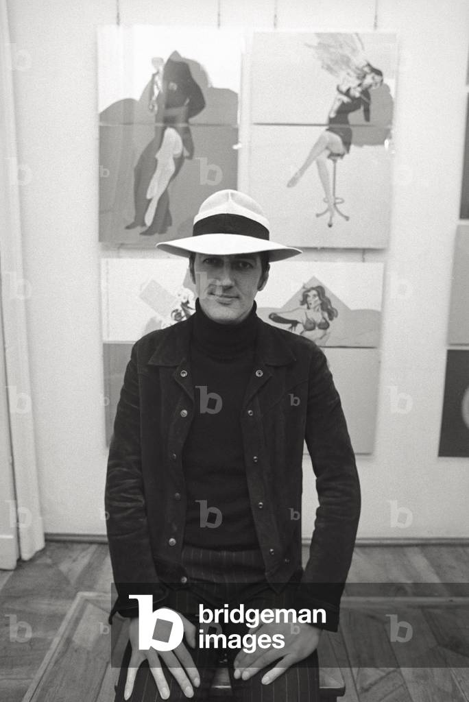 Allen Jones posing, Milan, Italy, 1968