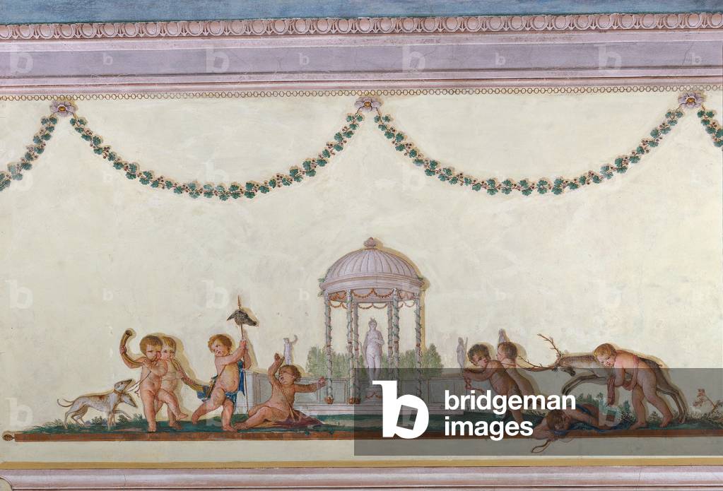 Pompeian style decorations (Motivi decorativi pompeiani), 19th Century, fresco
