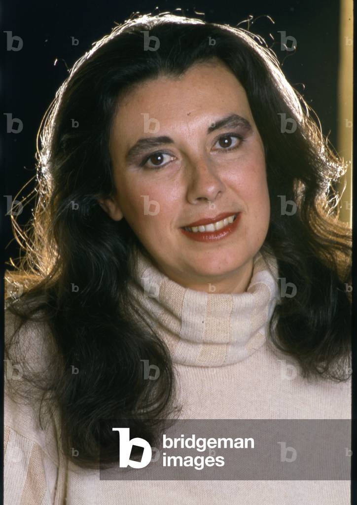 Italian fashion designer Laura Biagiotti in the rooms of her Marco Simone castle, Guidonia-Montecelio, Italy, 1984 (photo)