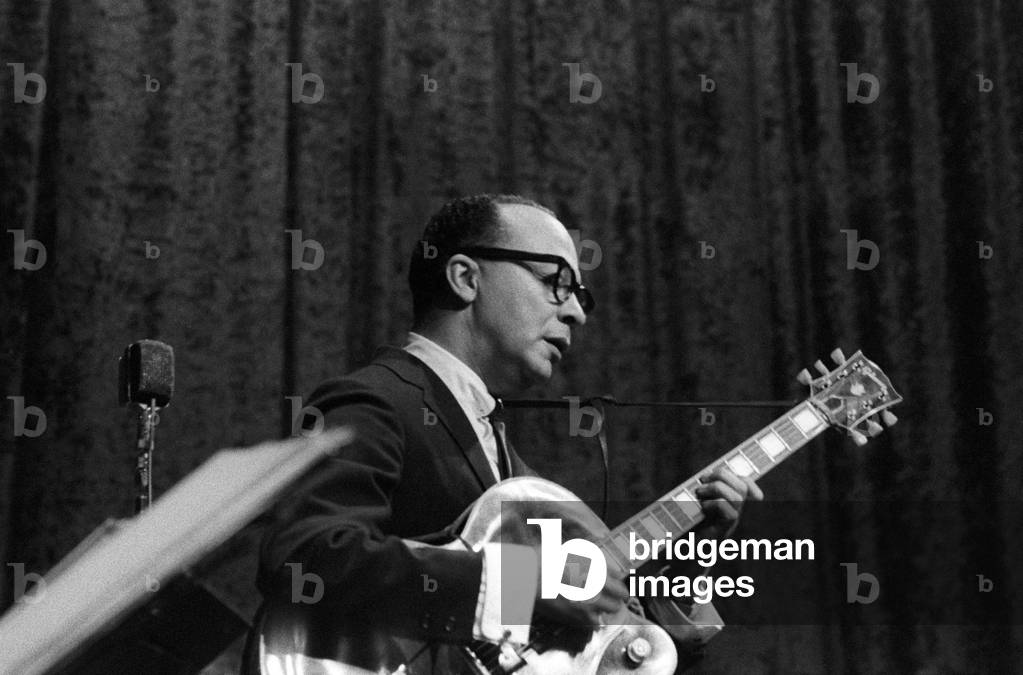 A bassist at a jazz concert, Milan, Italy