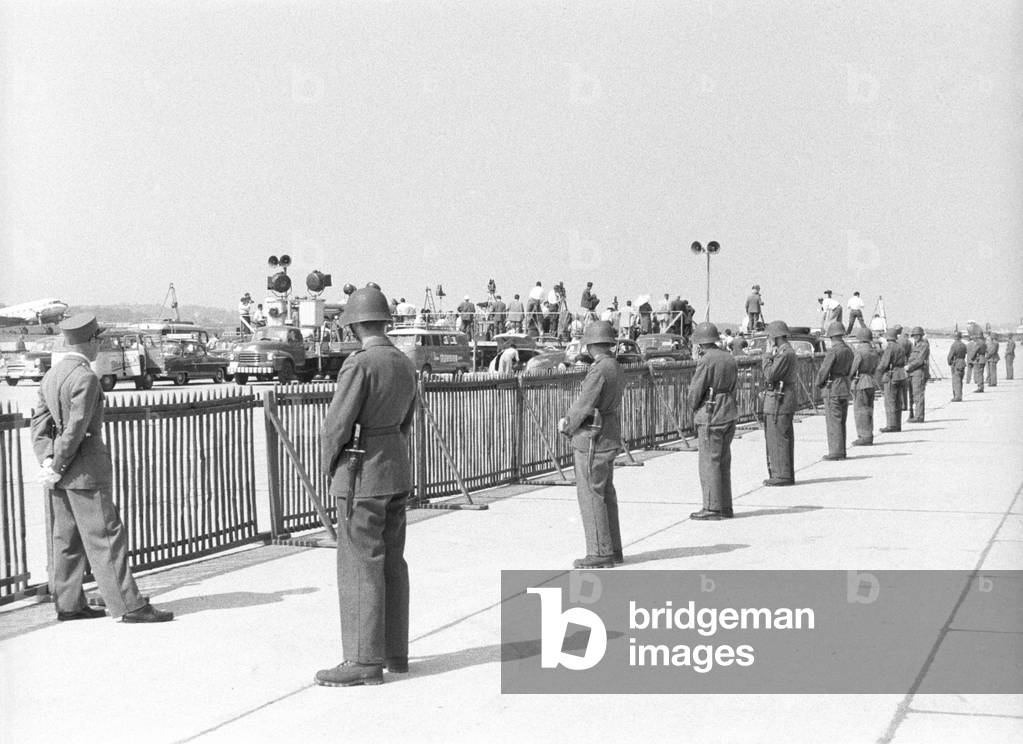Military men patrolling the Geneva International Airport, Geneva, Switzerland