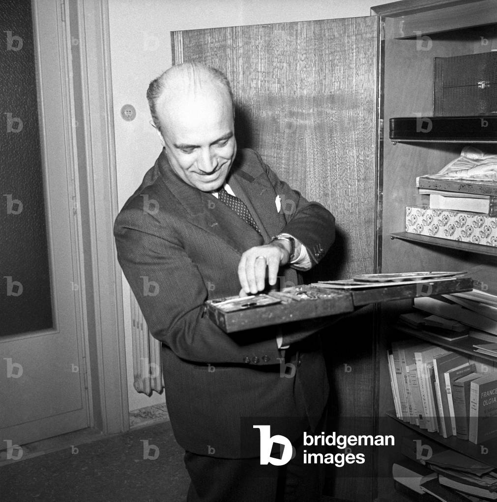 Amintore Fanfani in his house in Rome, Rome, Italy, 1953